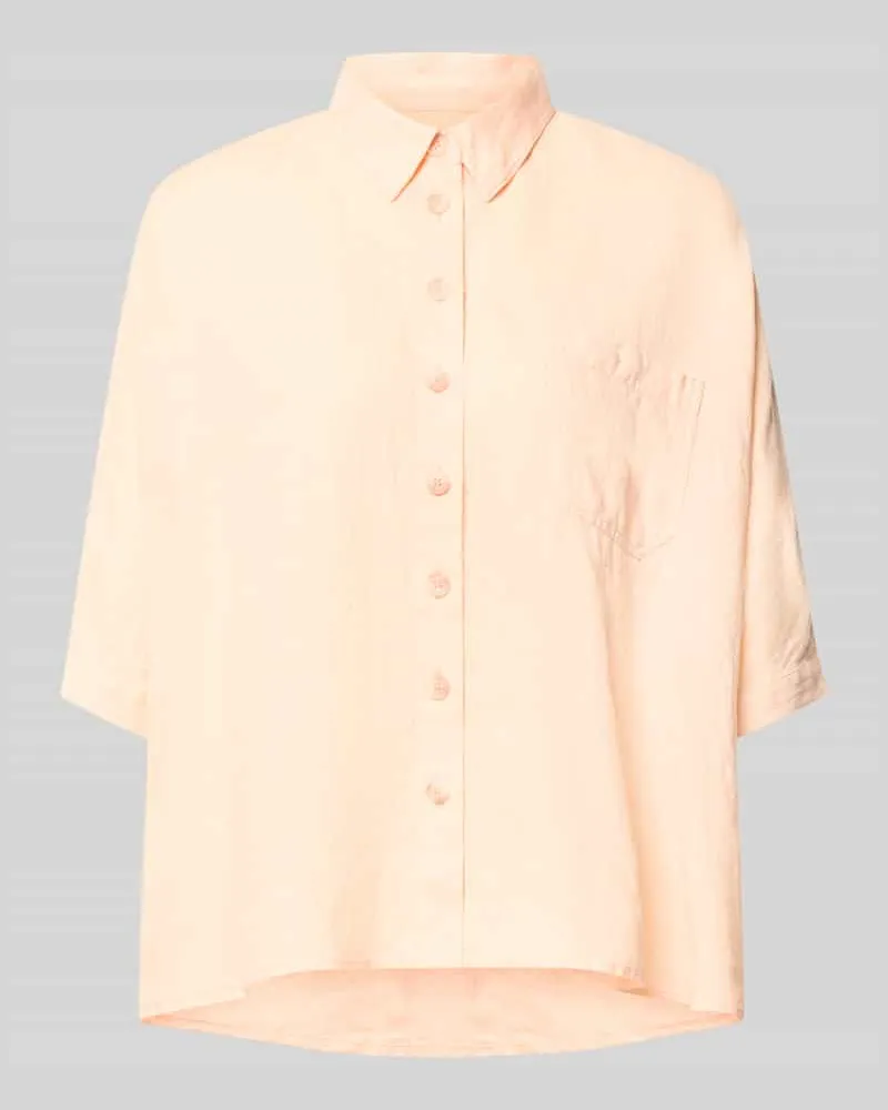 Emily van den Bergh Relaxed Fit Leinenbluse mit Brusttasche Apricot