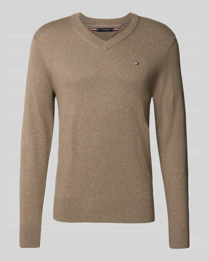 Tommy Hilfiger Regular Fit Pullover aus Baumwoll-Kaschmir-Mix Taupe