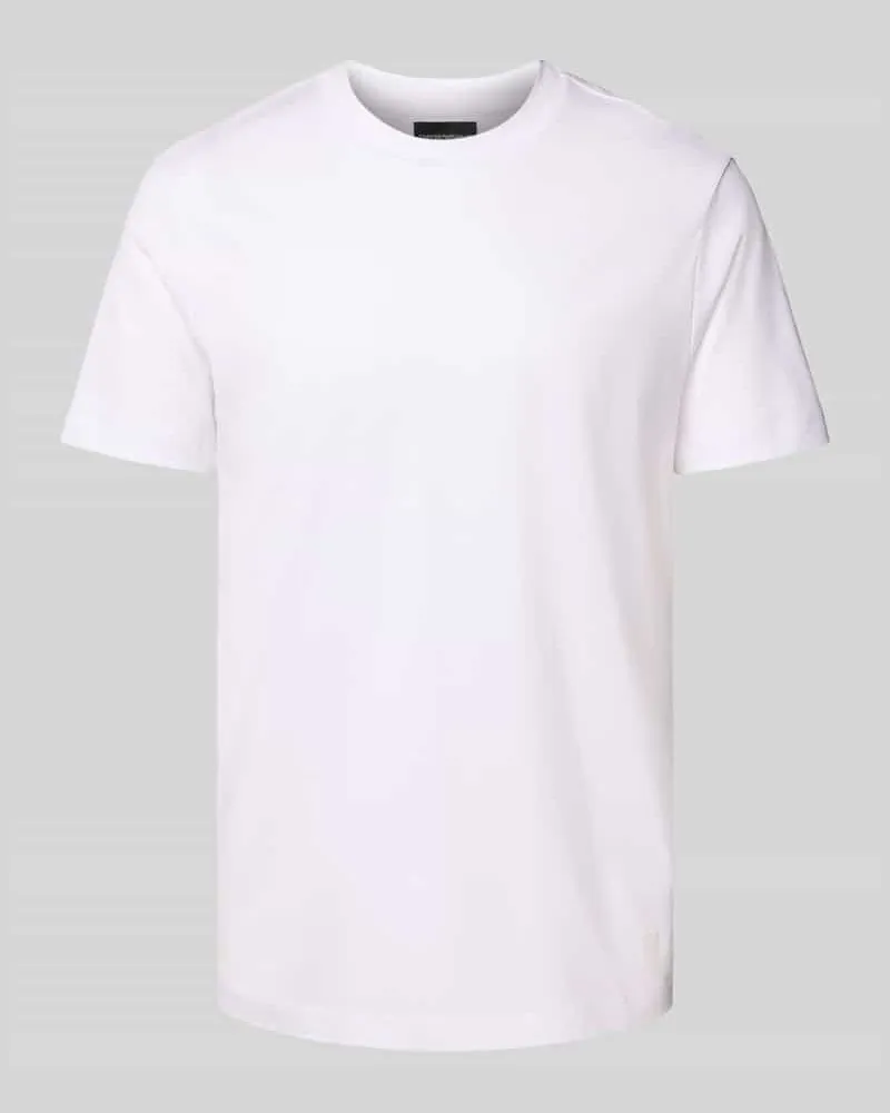 Emporio Armani T-Shirt mit geripptem Rundhalsausschnitt Offwhite