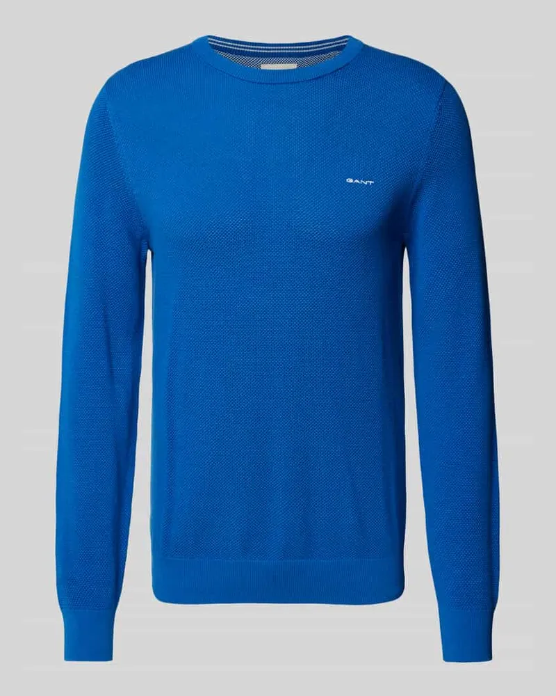 Gant Strickpullover mit Label-Stitching Modell 'PIQUE Royal