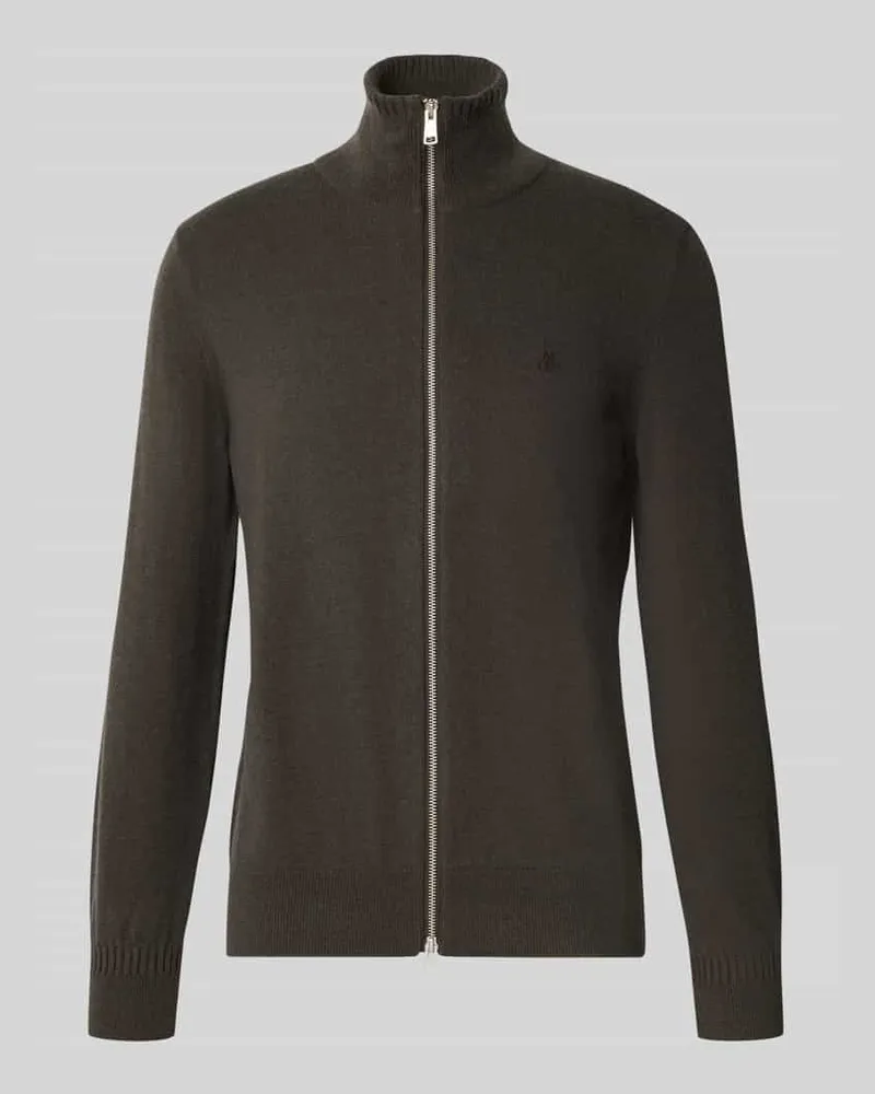 Marc O'Polo Regular Fit Strickjacke aus Baumwoll-Mix Dunkelbraun
