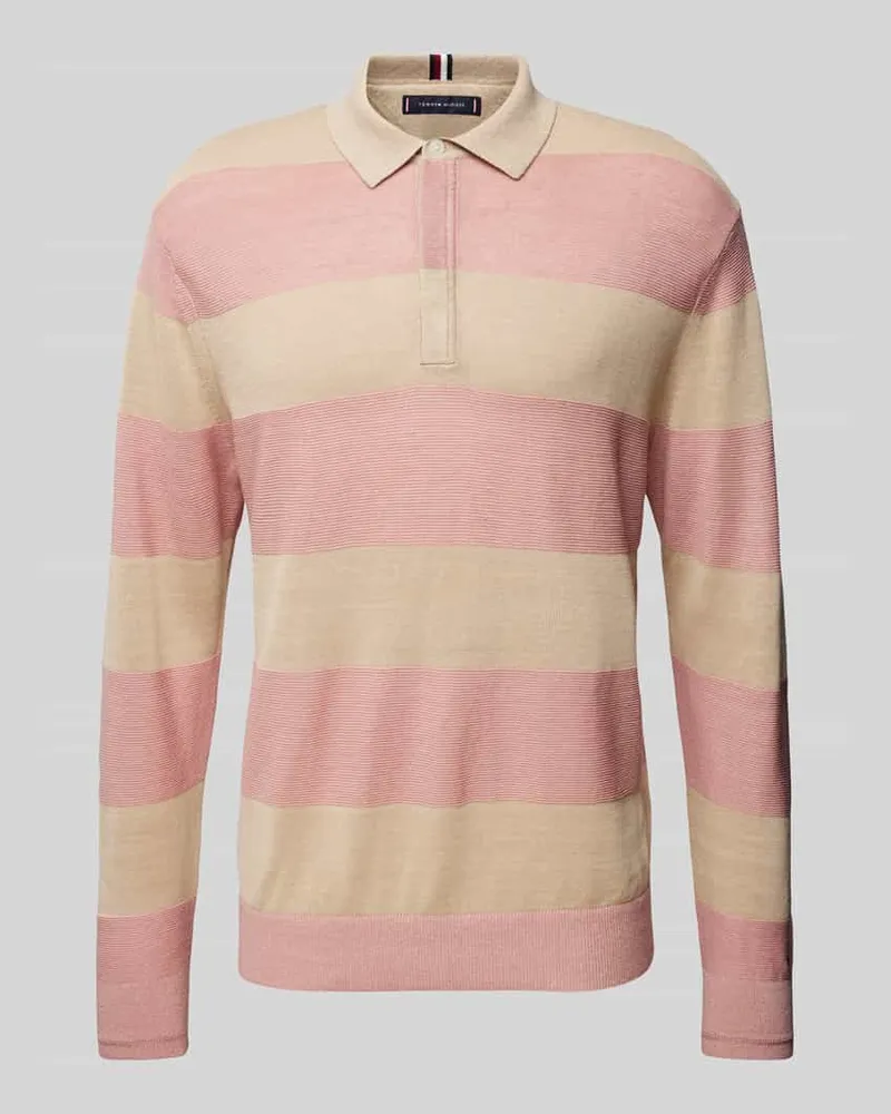 Tommy Hilfiger Leinenstrickpullover mit Blockstreifen Rosa