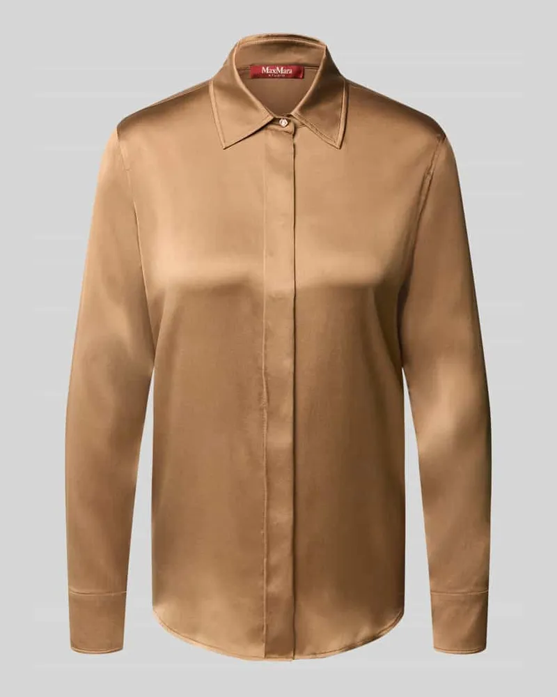 Max Mara Regular Fit Langarmbluse aus Seiden-Mix Modell 'XERO Hellbraun