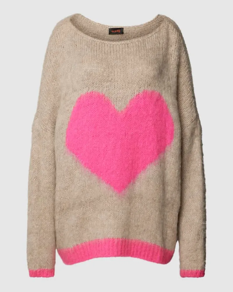 Miss Goodlife Strickpullover mit Motiv Modell 'HEART Sand