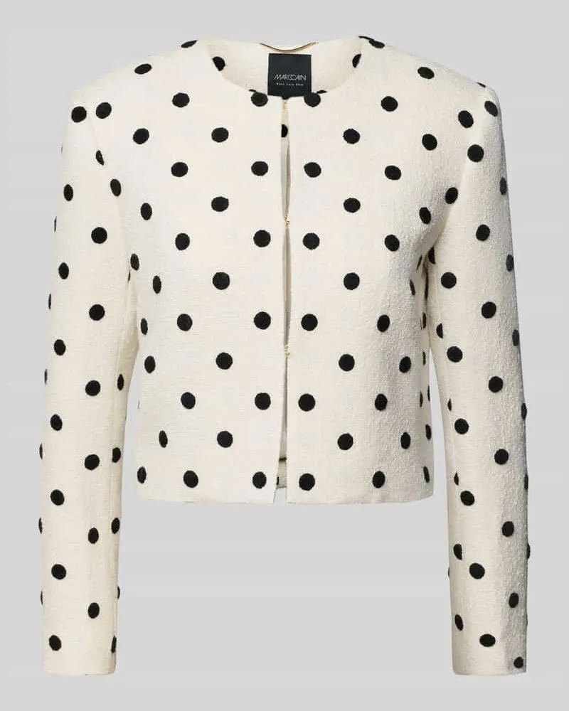 Marc Cain Regular Fit Blazer mit Hakenverschluss und Rundhalsausschnitt Weiss