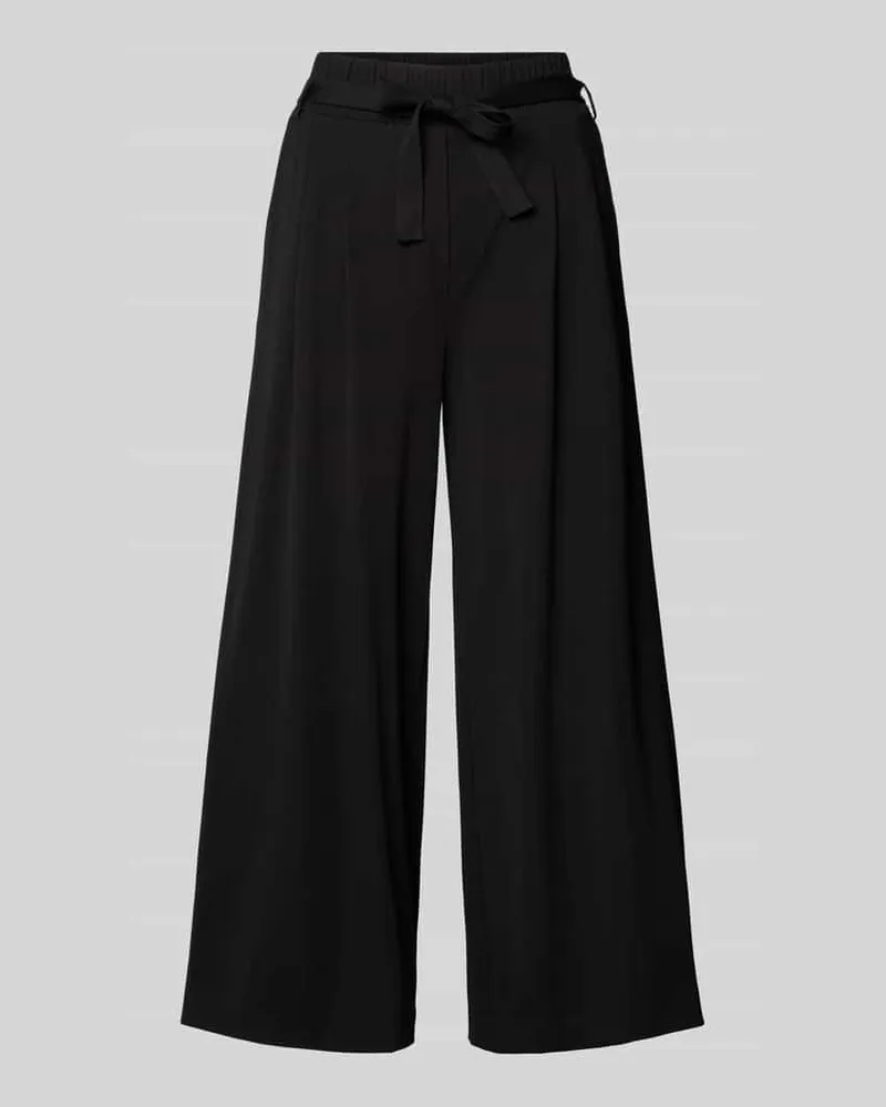 COMMA Wide Leg Stoffhose mit Bindegürtel Black