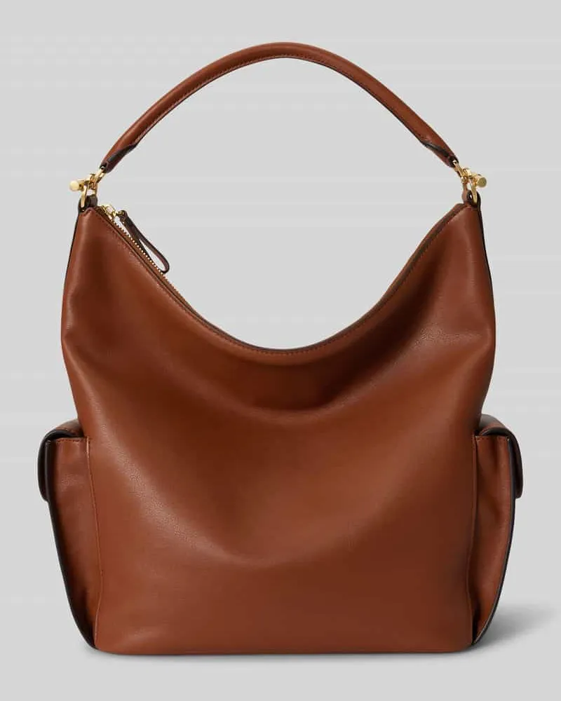 Ralph Lauren Umhängetasche aus echtem Leder Cognac