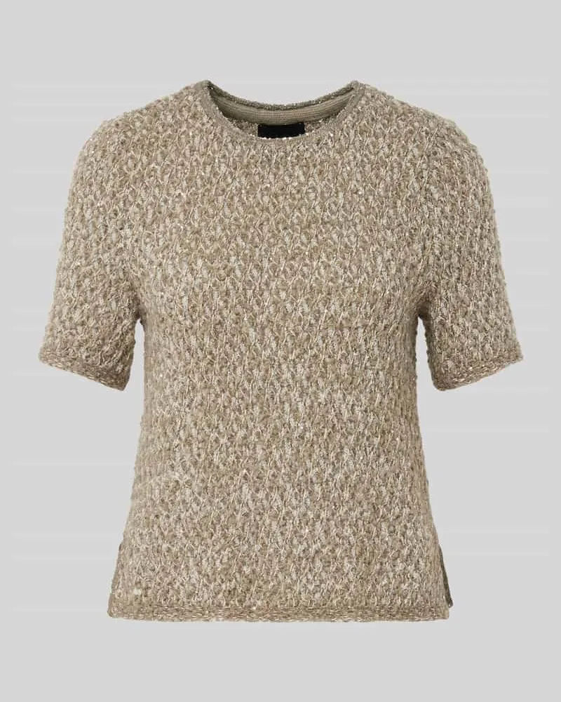 Marc Cain T-Shirt aus Woll-Mix mit Paillettenbesatz Oliv