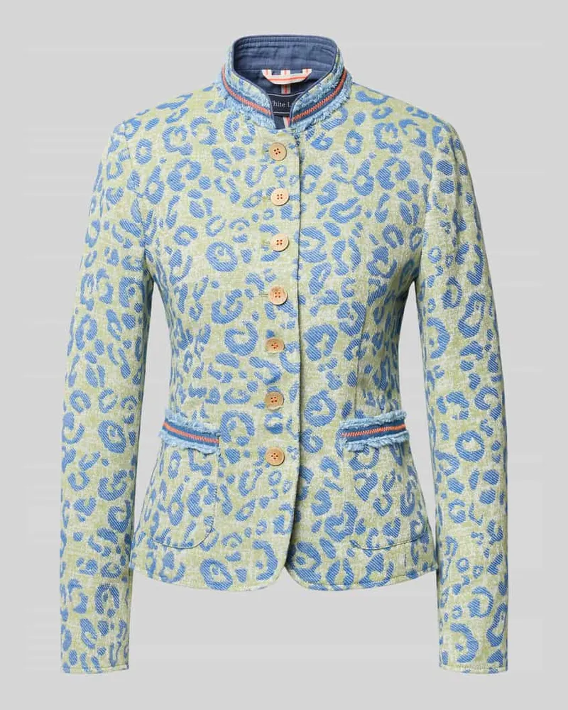 White Label Slim Fit Blazer mit Allover-Animal-Stitching Gruen