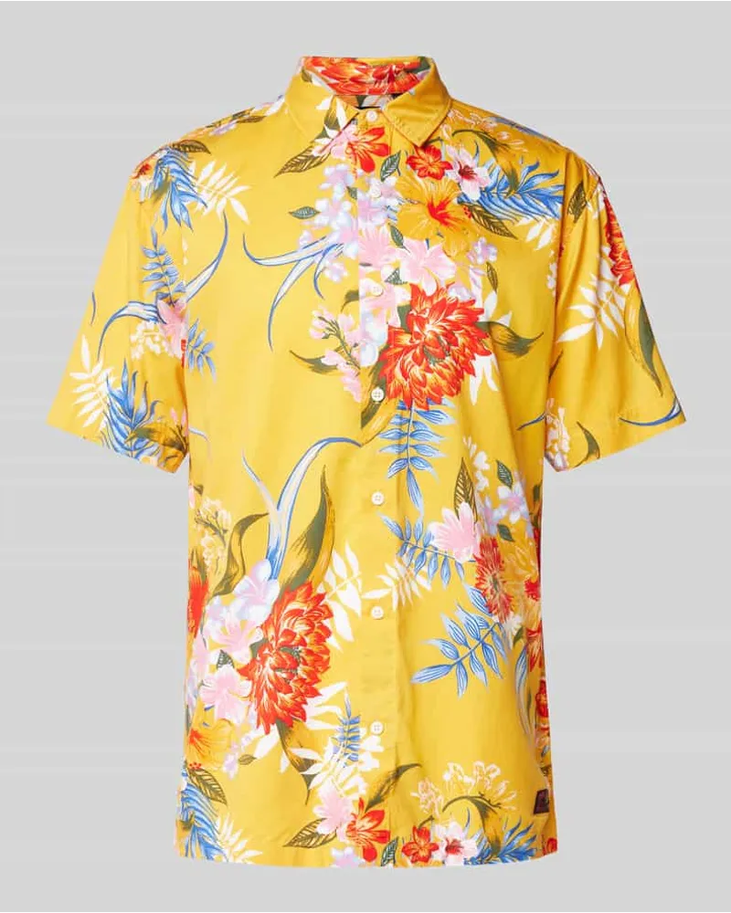 Superdry. Slim Fit Freizeithemd mit Allover-Print Modell 'HAWAIIAN Gelb