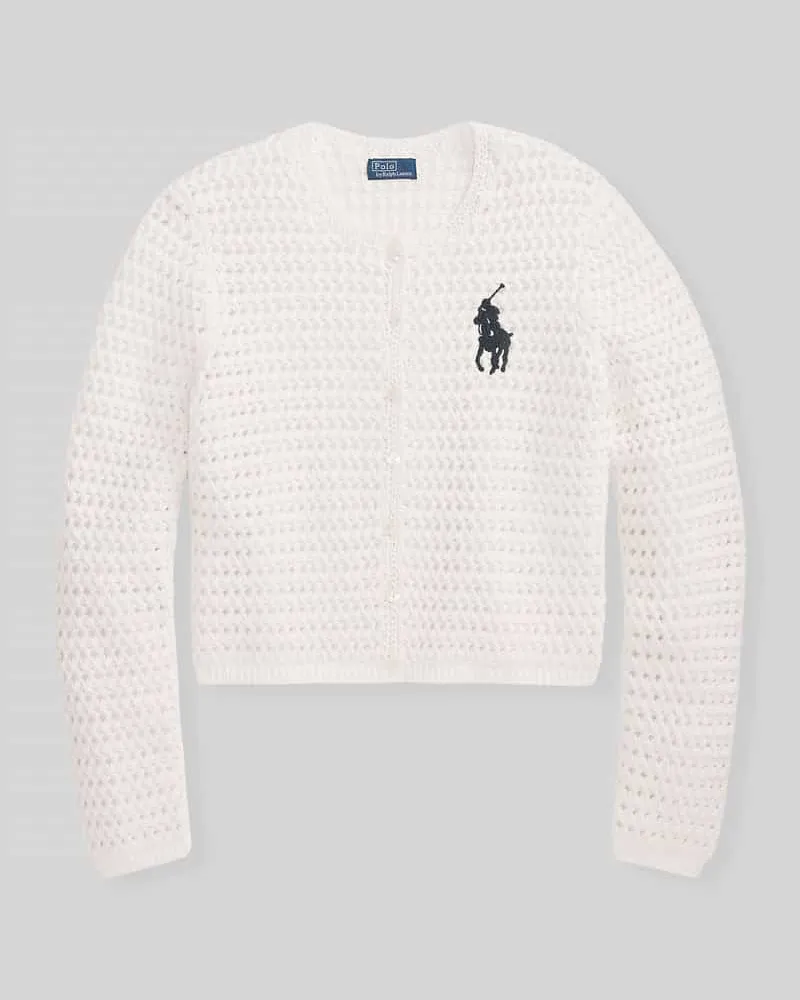 Ralph Lauren Cropped Strickjacke aus reiner Baumwolle Weiss