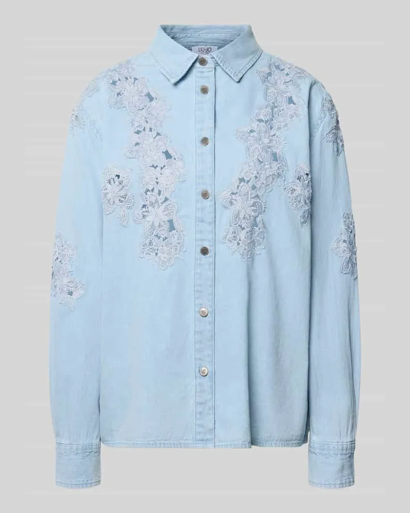 Liu Jo Regular Fit Jeansbluse mit Stitchings Hellblau