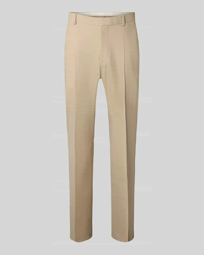 HUGO BOSS Regular Fit Anzughose mit Wollanteil Modell 'LEON Beige