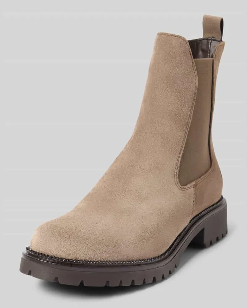 Tamaris Chelsea Boots aus Leder-Mix Taupe
