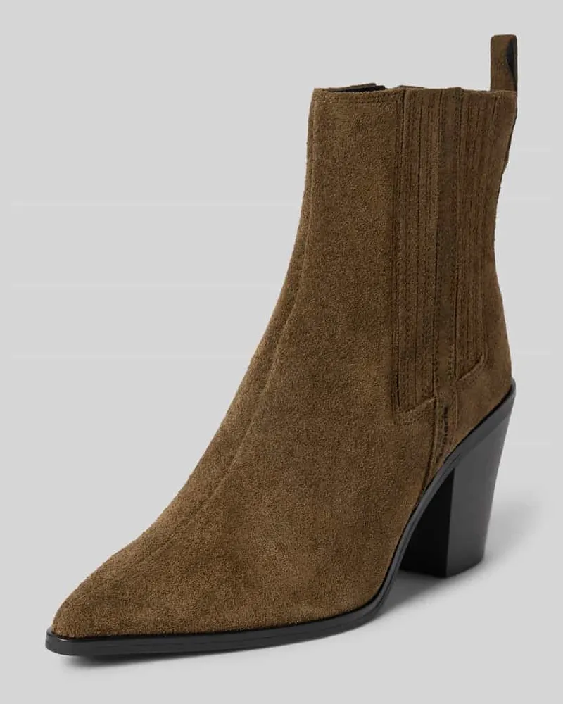 Tamaris Stiefelette aus Rindnappa mit Blockabsatz Oliv