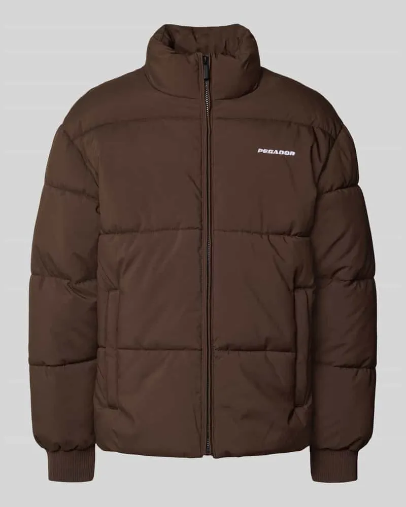 PEGADOR Regular Fit Steppjacke mit Logo-Stitching Modell 'Solin Dunkelbraun