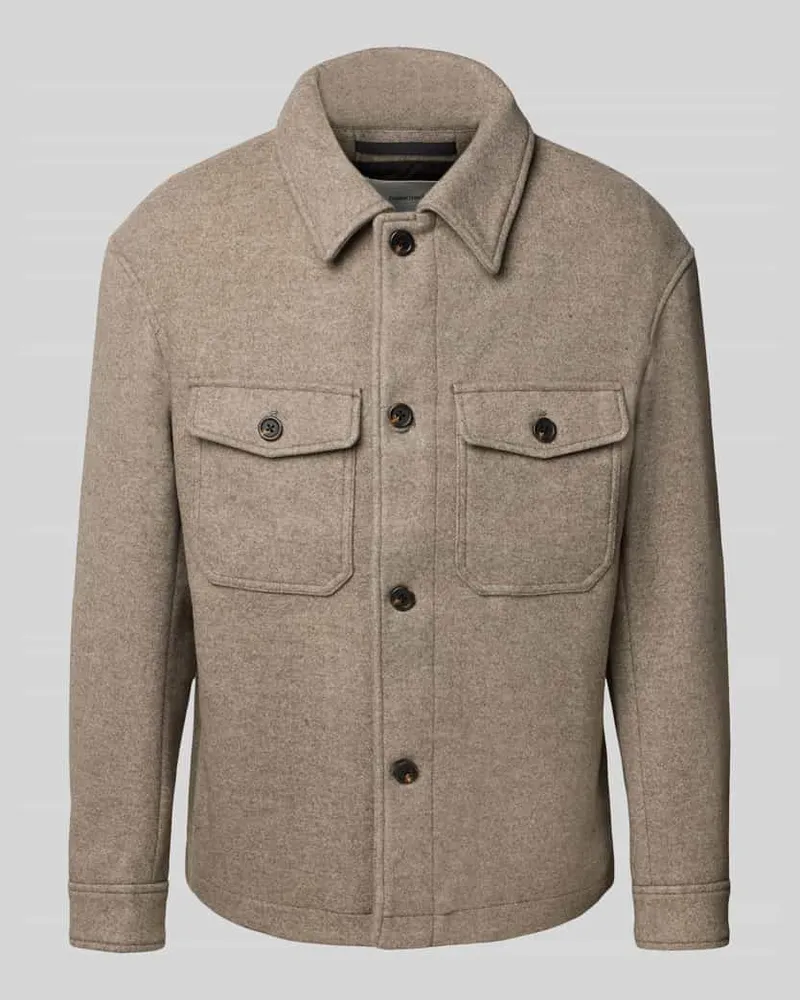Selected Homme Regular Fit Wolljacke mit Umlegekragen Modell 'MITCH Taupe