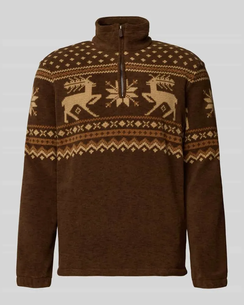 Ralph Lauren Sweatshirt mit Stehkragen Dunkelbraun