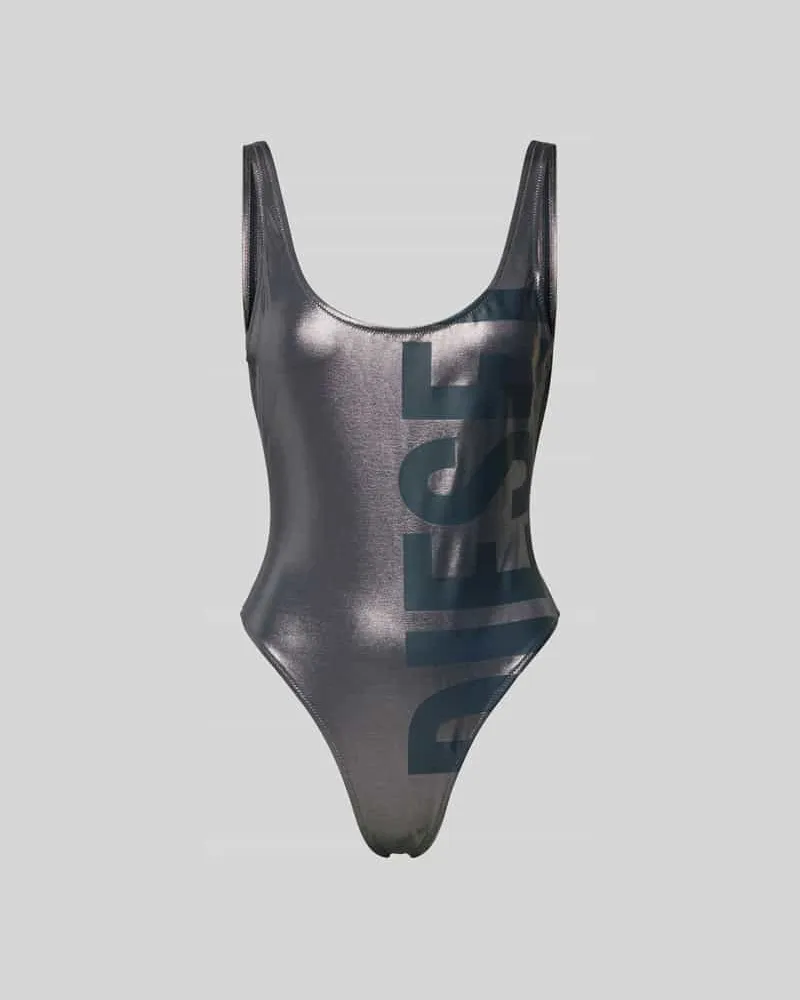 Diesel Badeanzug mit Label-Print Silber