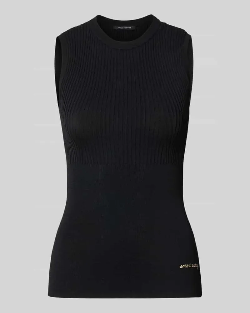 Armani Exchange Top aus Viskose-Mix in Ripp-Optik Black