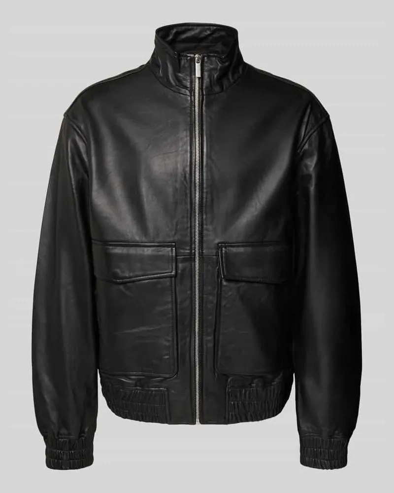 Selected Homme Regular Fit Lederjacke aus echtem Lammleder Modell 'JOSEF Black