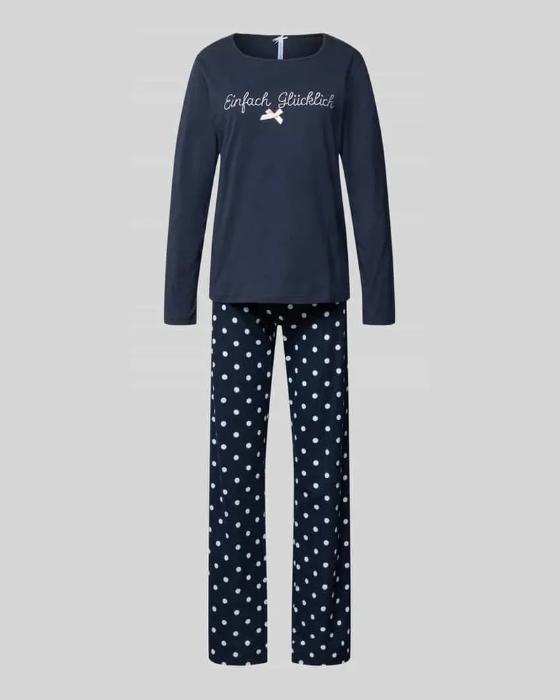 Louis & Louisa Pyjama mit Stitching und Rundhalsausschnitt Dunkelblau