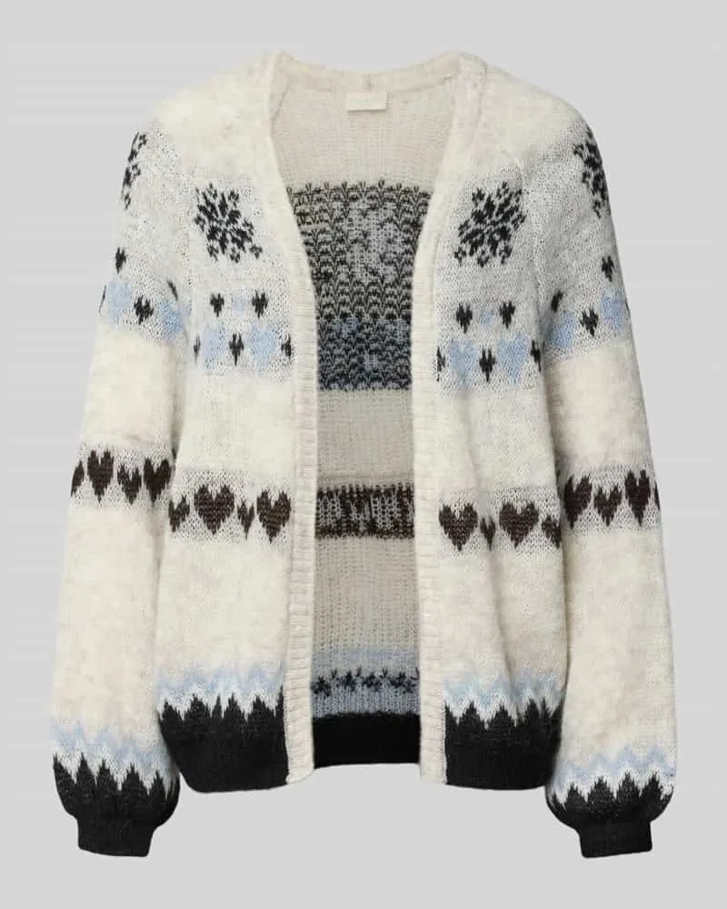 Milano Italy Cardigan mit gerippten Abschlüssen Beige