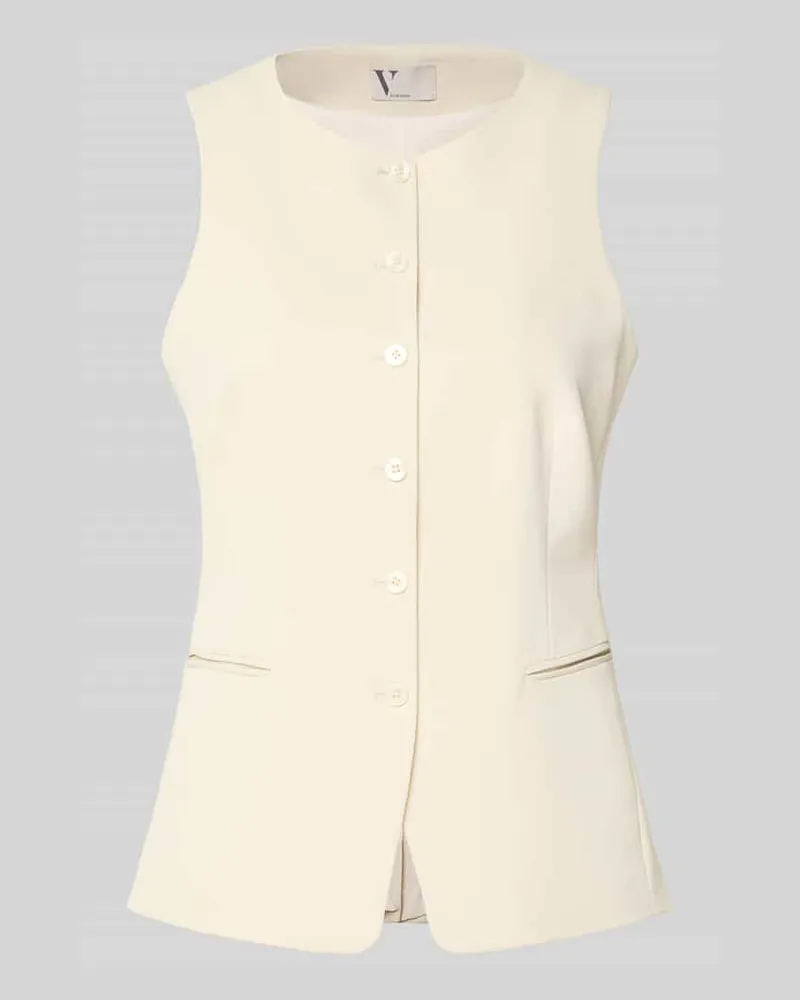 Vera Mont Weste mit Rundhalsausschnitt und Paspeltaschen Hellgelb