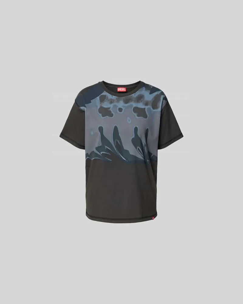 Diesel Regular Fit T-Shirt mit Motiv-Print Dunkelgrau