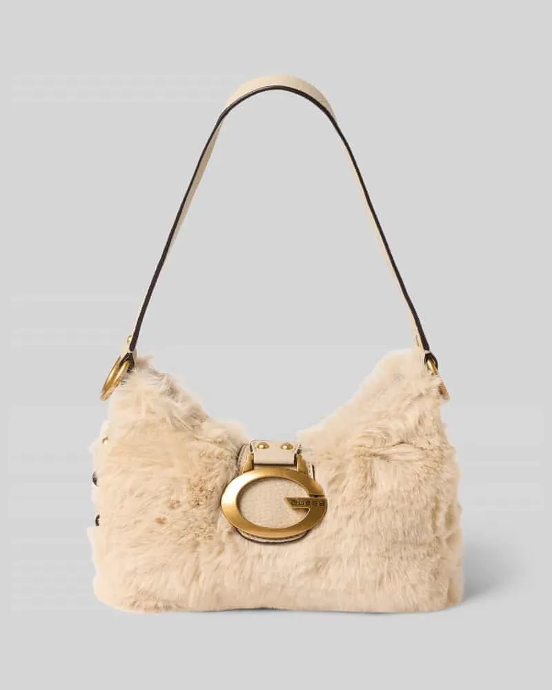 Guess Henkeltasche mit Kunstfelloptik CAMDEN MINI Offwhite