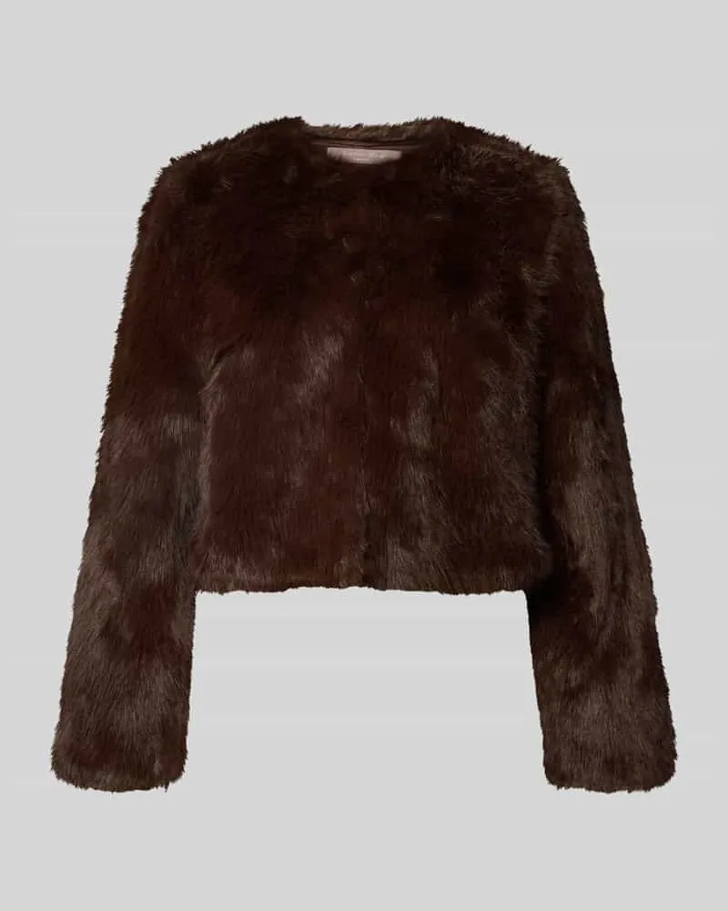 Christian Berg Regular Fit Jacke aus Kunstfell Dunkelbraun