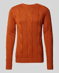 Lindbergh Strickpullover mit Zoopfmuster Orange