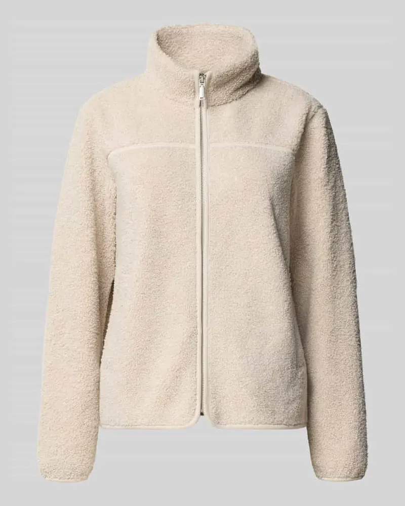 Tom Tailor Regular Fit Teddy Jacke mit seitlichen Eingrifftaschen Taupe