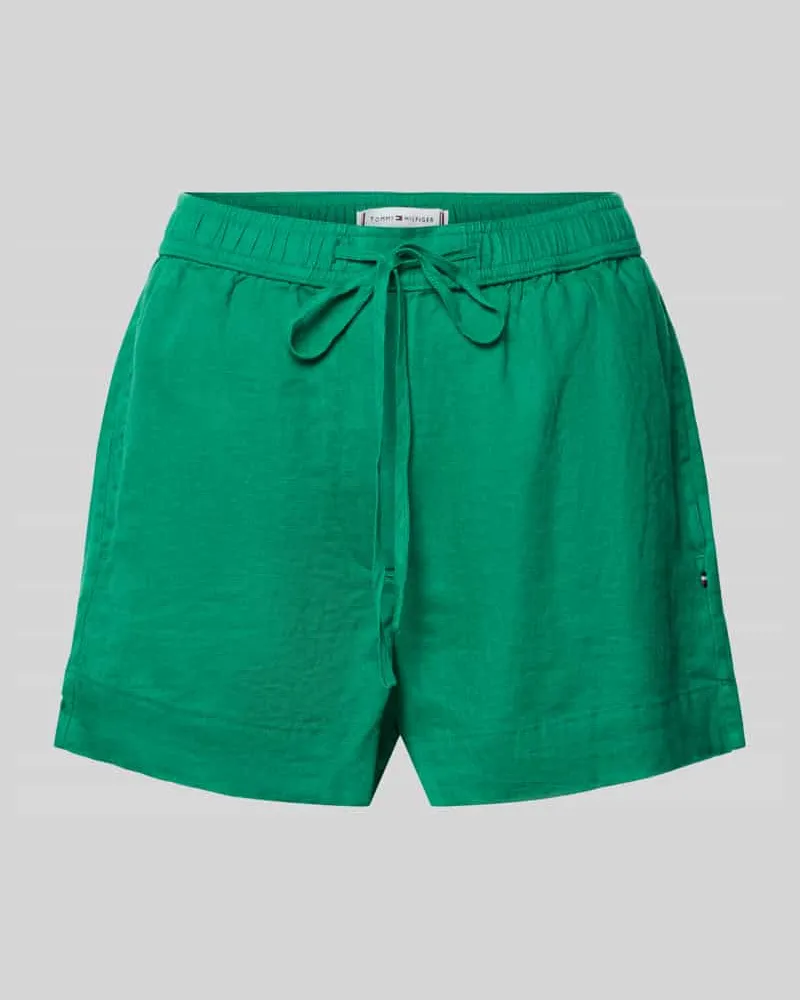 Tommy Hilfiger Regular Fit Bermudas aus reinem Leinen Gruen