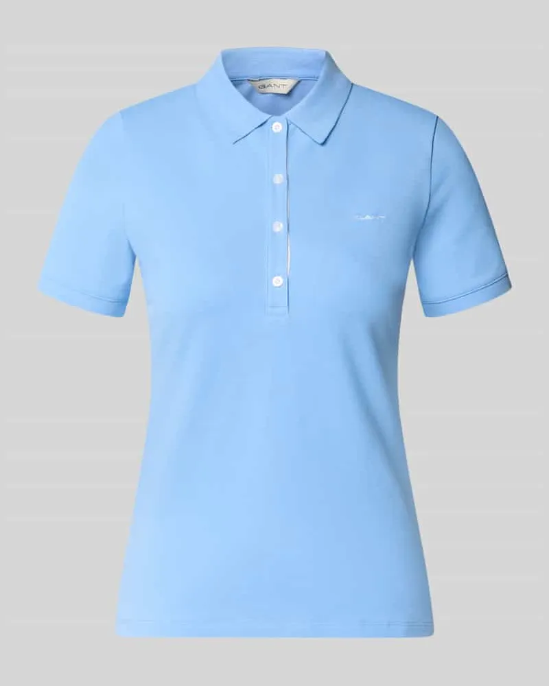 Gant Slim Fit Poloshirt mit Label-Stitching Hellblau