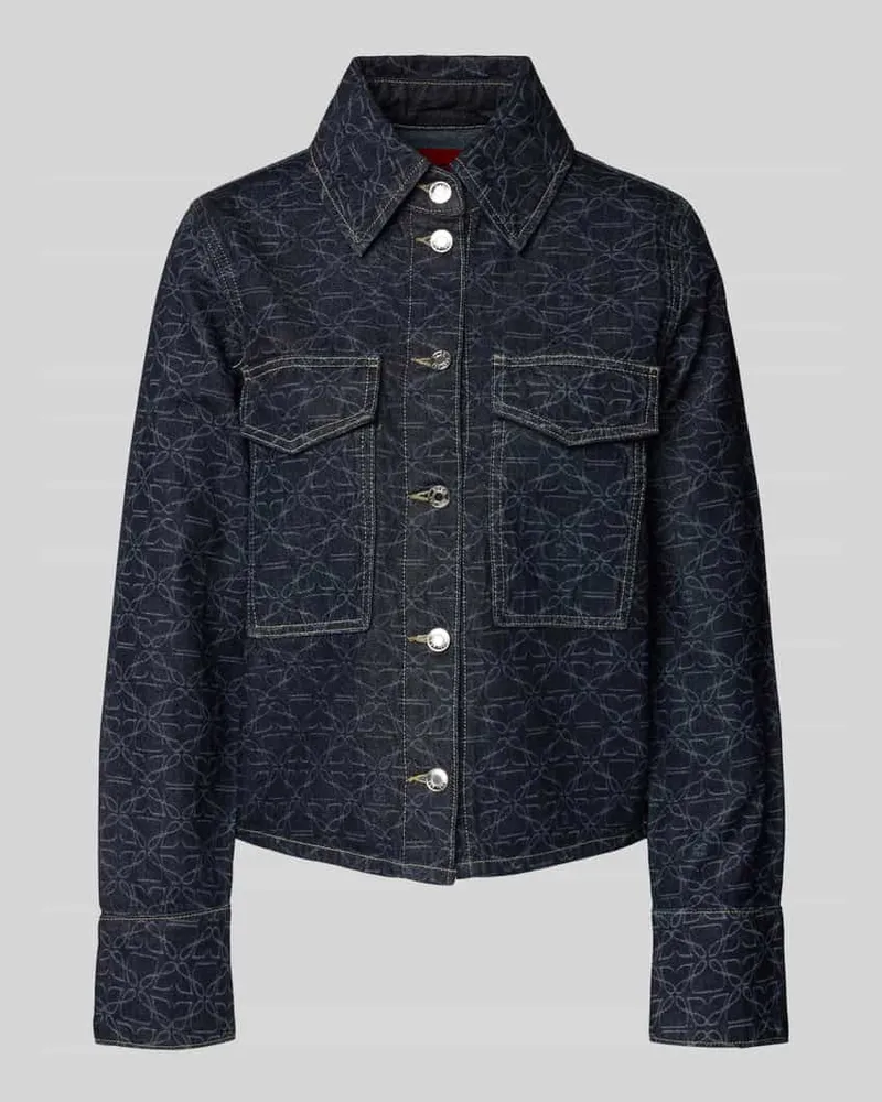 HUGO BOSS Jeansjacke mit Umlegekragen Modell 'Gadison Dunkelblau