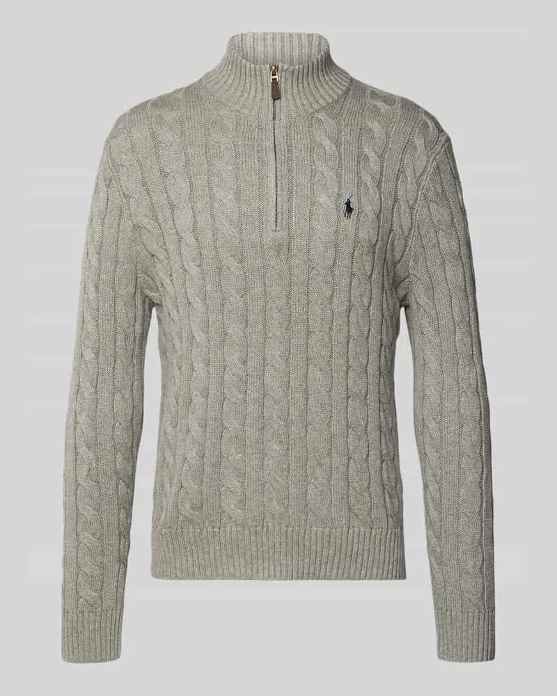 Ralph Lauren Strickpullover mit Label-Stitching Mittelgrau