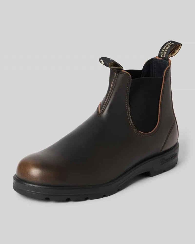 BLUNDSTONE Chelsea Boots aus echtem Leder mit Label-Detail Mittelbraun