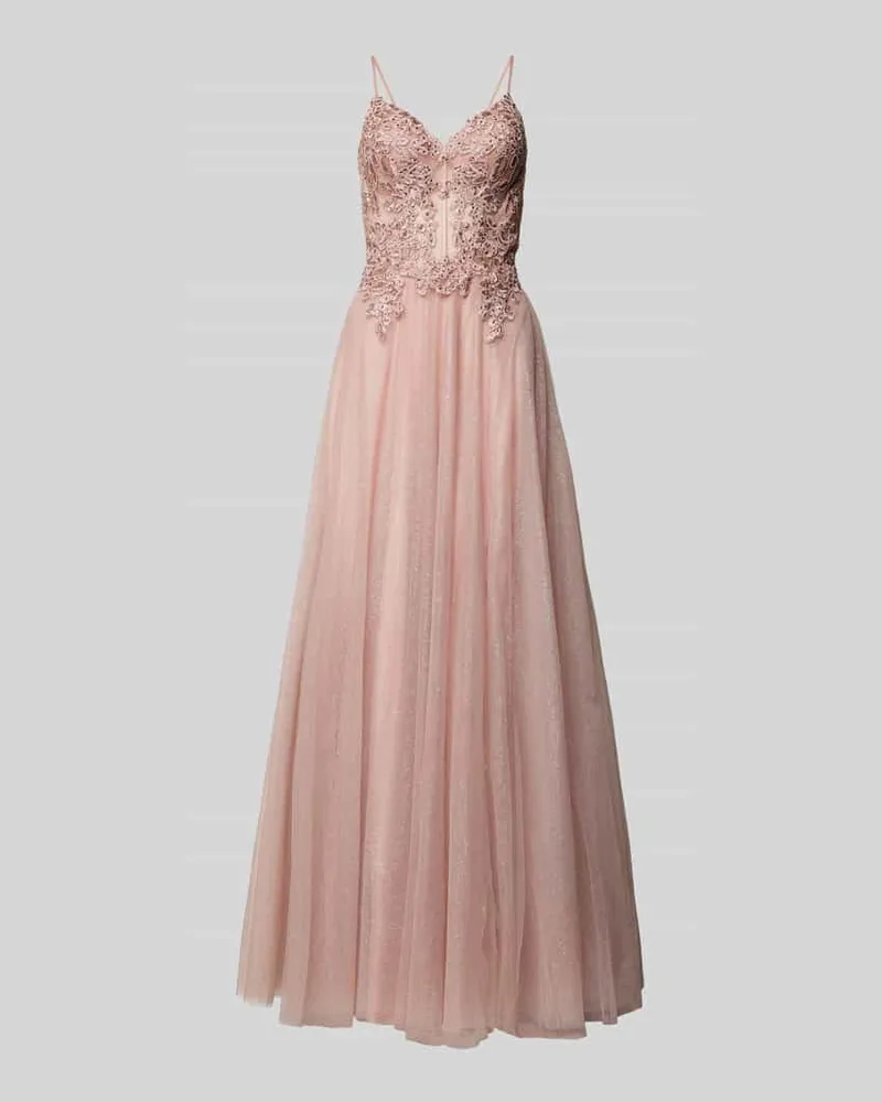 LUXUAR Abendkleid mit Spitzenbesatz Rosa