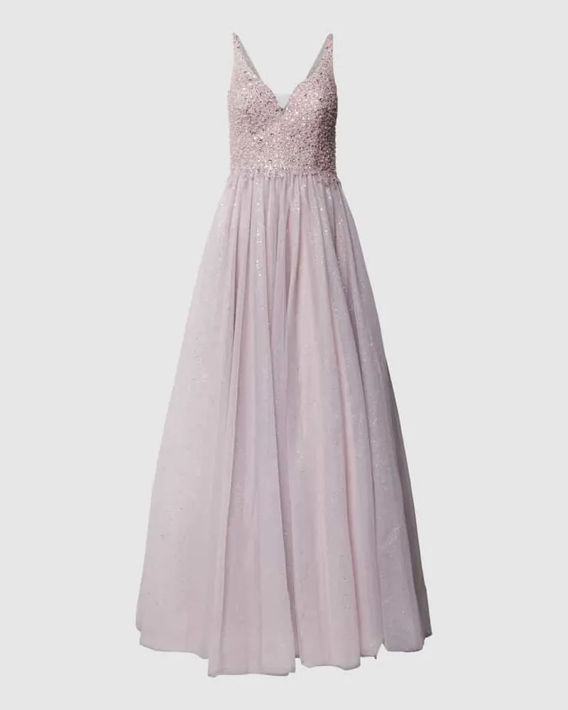 Mascara Abendkleid mit Pailletten und Zierperlen Mauve