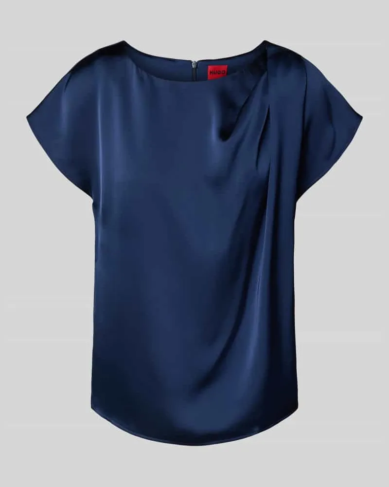 HUGO BOSS Blusenshirt aus Satin mit Rundhalsausschnitt Marine