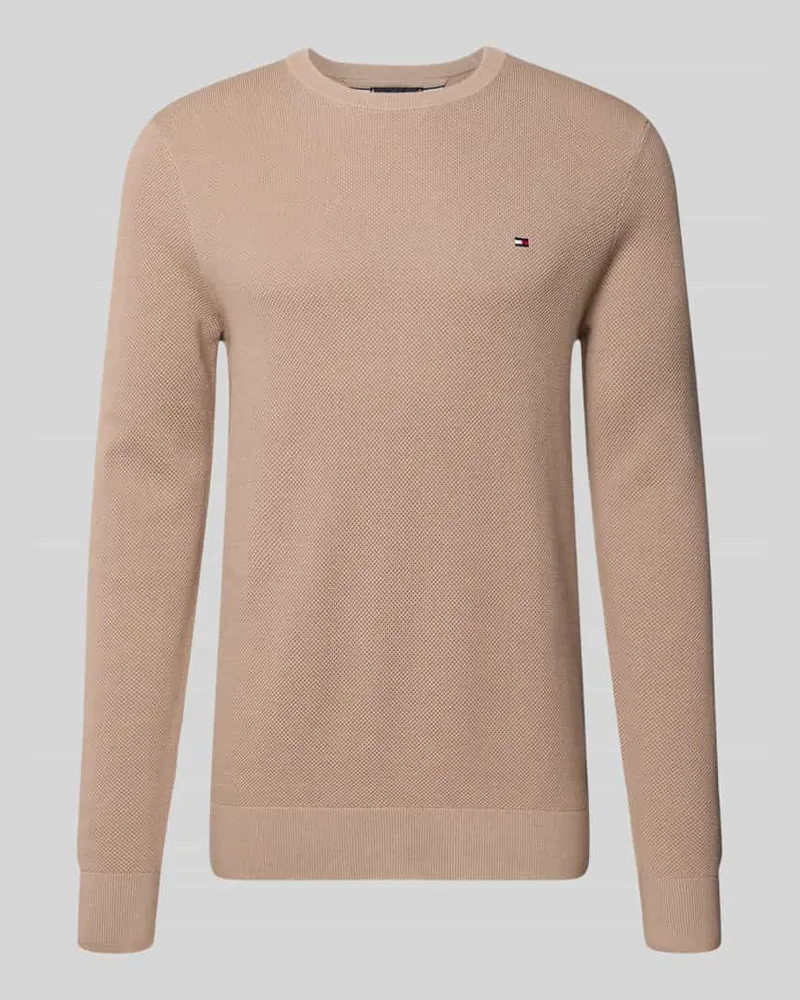 Tommy Hilfiger Regular Fit Strickpullover aus reiner Baumwolle Taupe