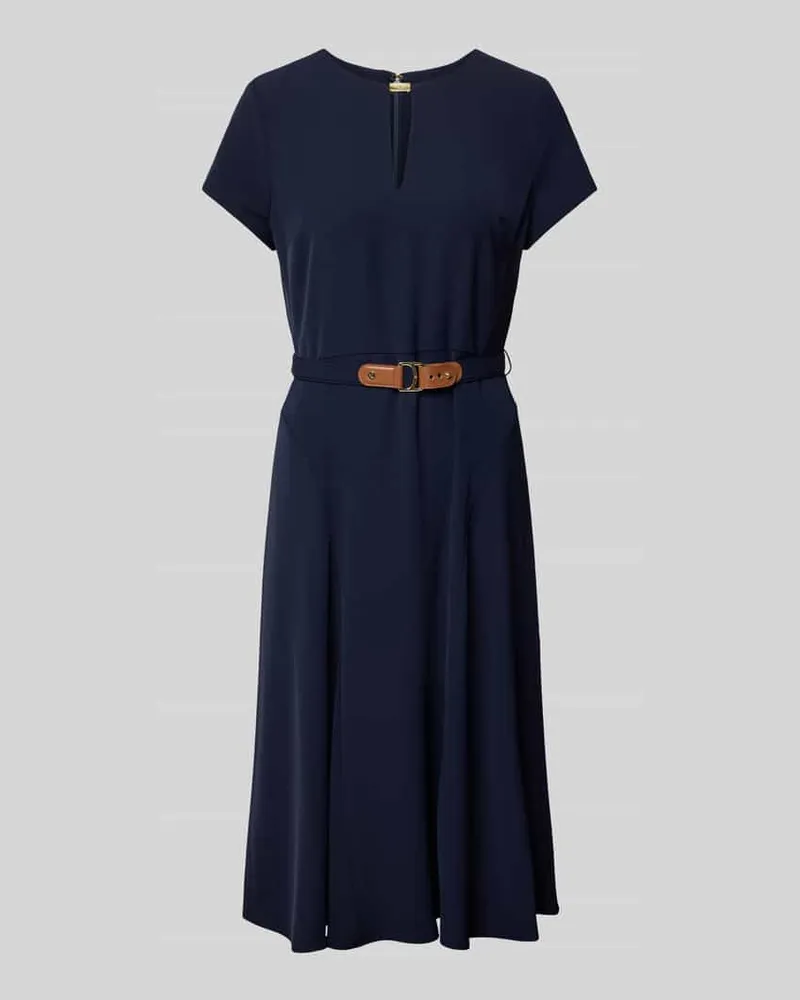 Ralph Lauren Knielanges Kleid mit Schlüsselloch-Ausschnitt Modell 'BRYGITKA Marine