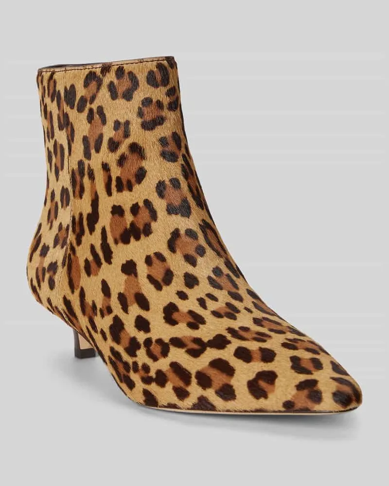Ralph Lauren Stiefelette mit Kitten Heel aus Rindsnappa Hellbraun