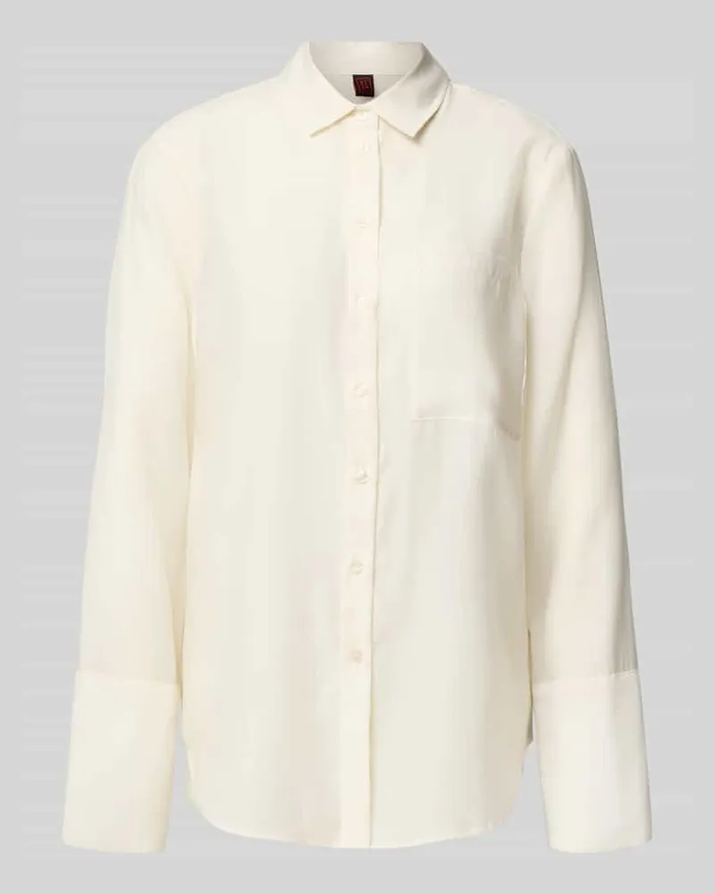 Stefanel Regular Fit Bluse mit Brusttasche Offwhite