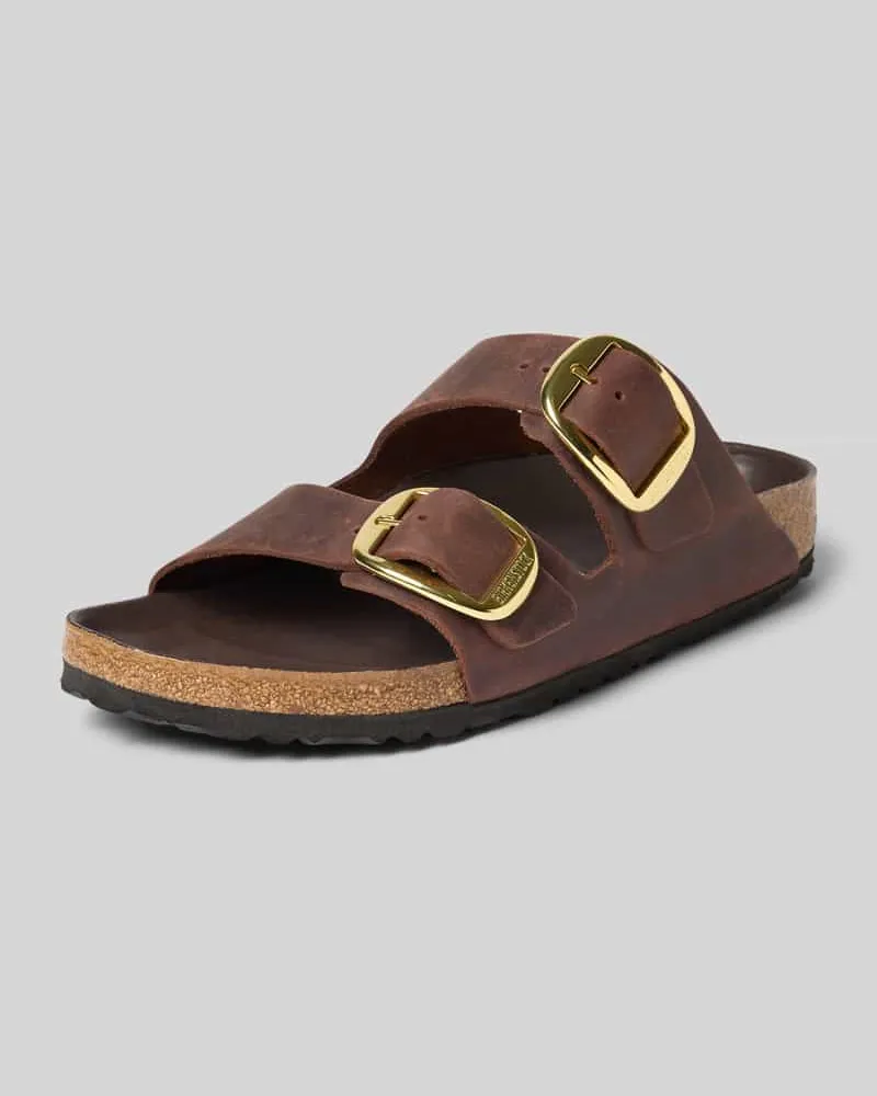 Birkenstock Slides aus echtem Leder Modell 'Arizona Dunkelbraun