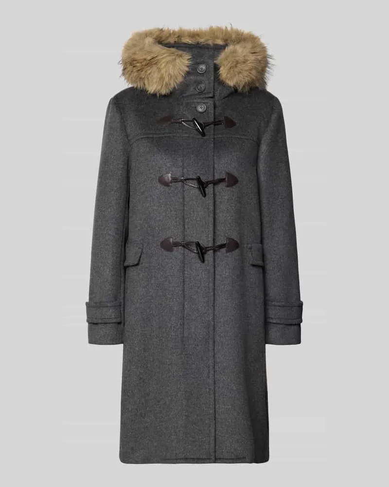 Max Mara Dufflecoat mit Webpelzkapuze Modell 'EPICA Dunkelgrau