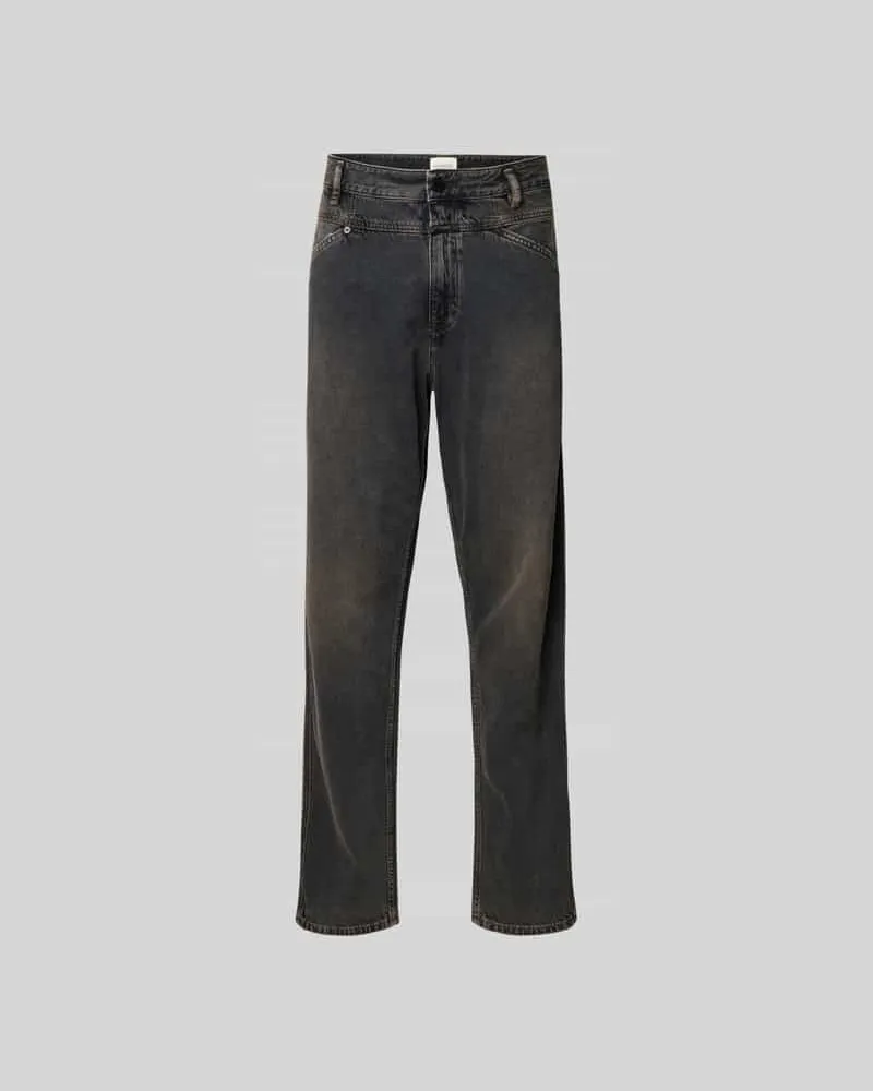 Closed Straight Fit Jeans mit Logo-Patch Dunkelblau