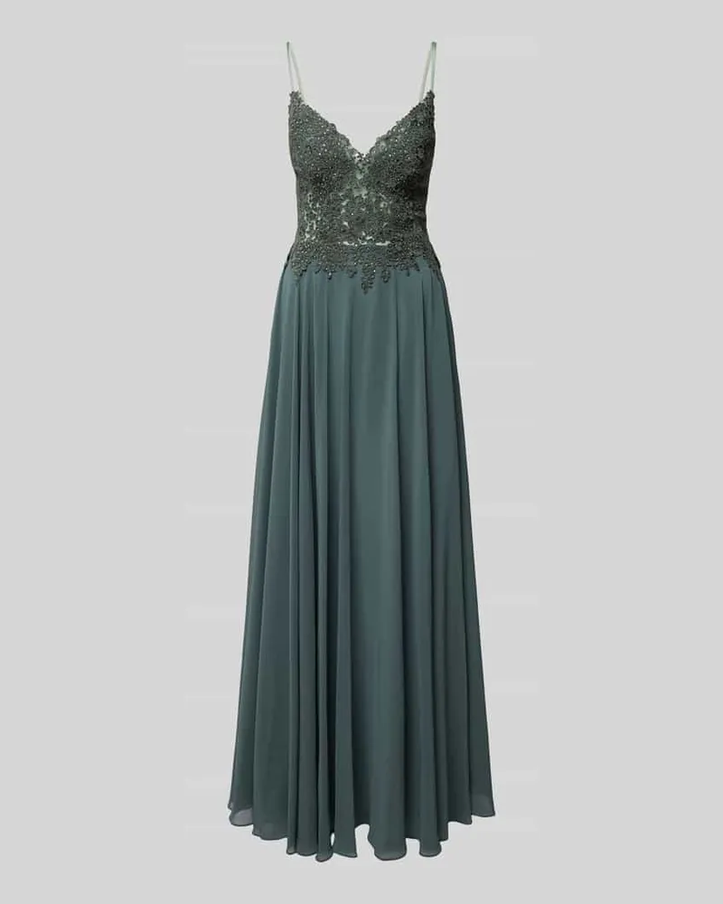 Mascara Abendkleid mit Spitzenbesatz Schilf