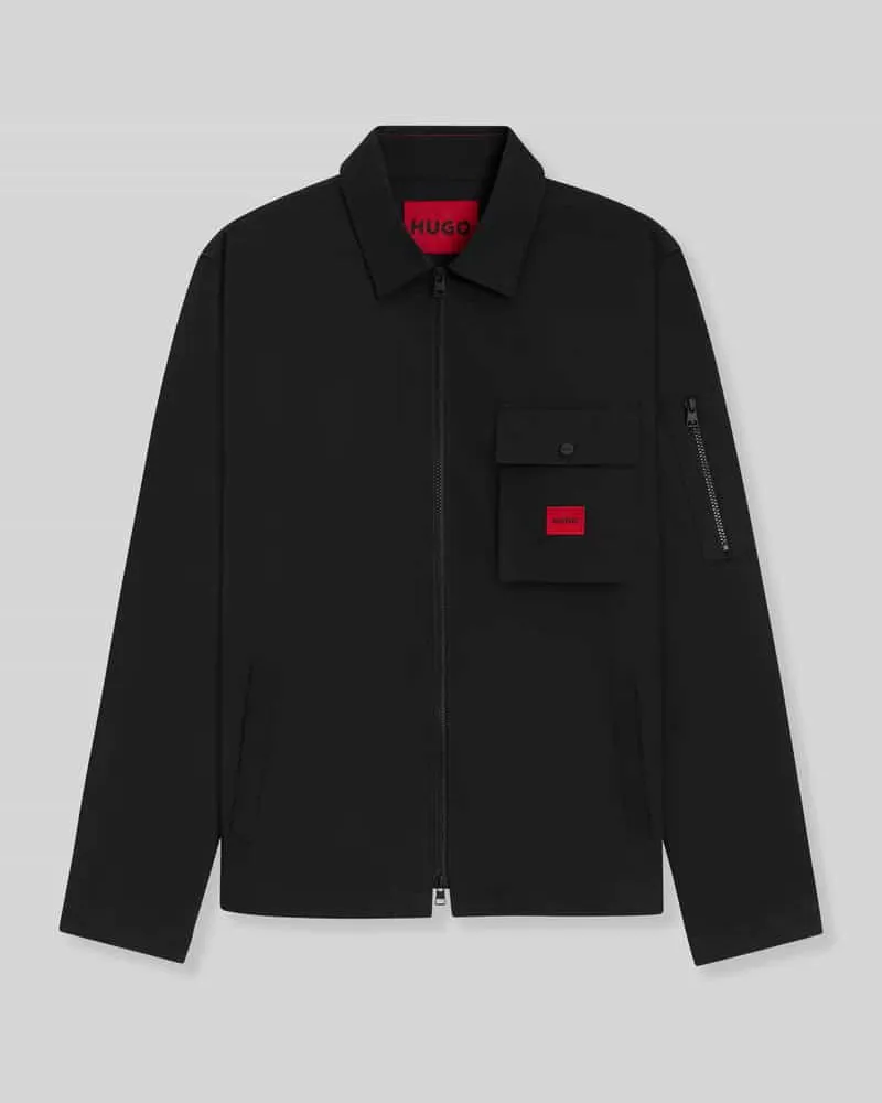 HUGO BOSS Oversize Hemdjacke aus Baumwoll-Mix Black
